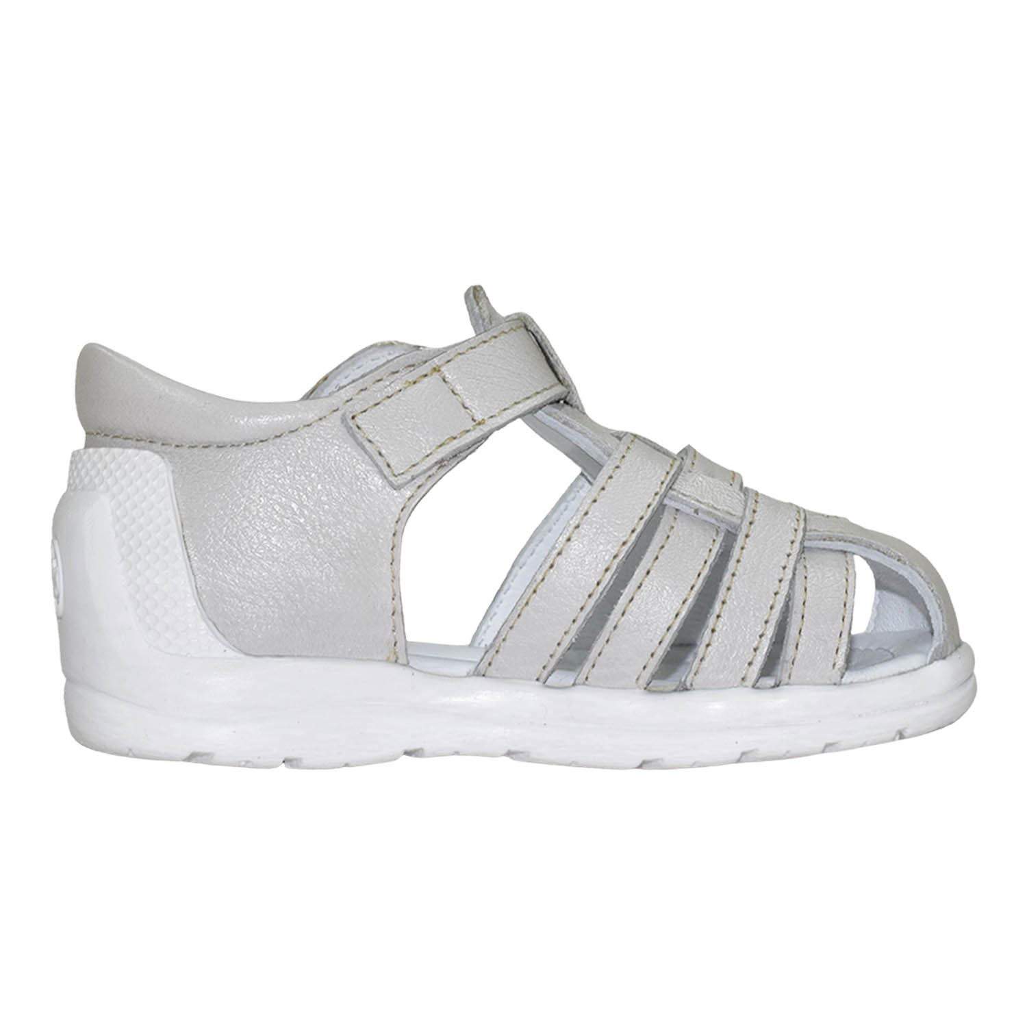 SANDALIA PIBE PARA NIÑA BRUNO KIDS DE CUERO BLANCO HUMO PRIMEROS PASOS - 3