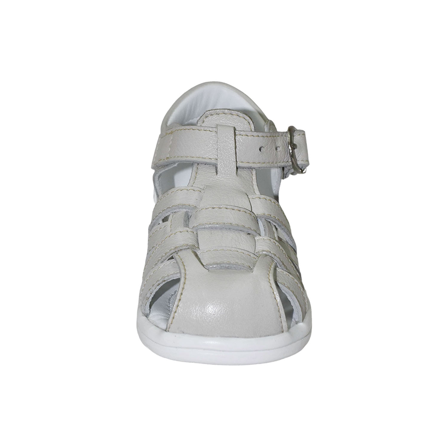SANDALIA PIBE PARA NIÑA BRUNO KIDS DE CUERO BLANCO HUMO PRIMEROS PASOS - 4