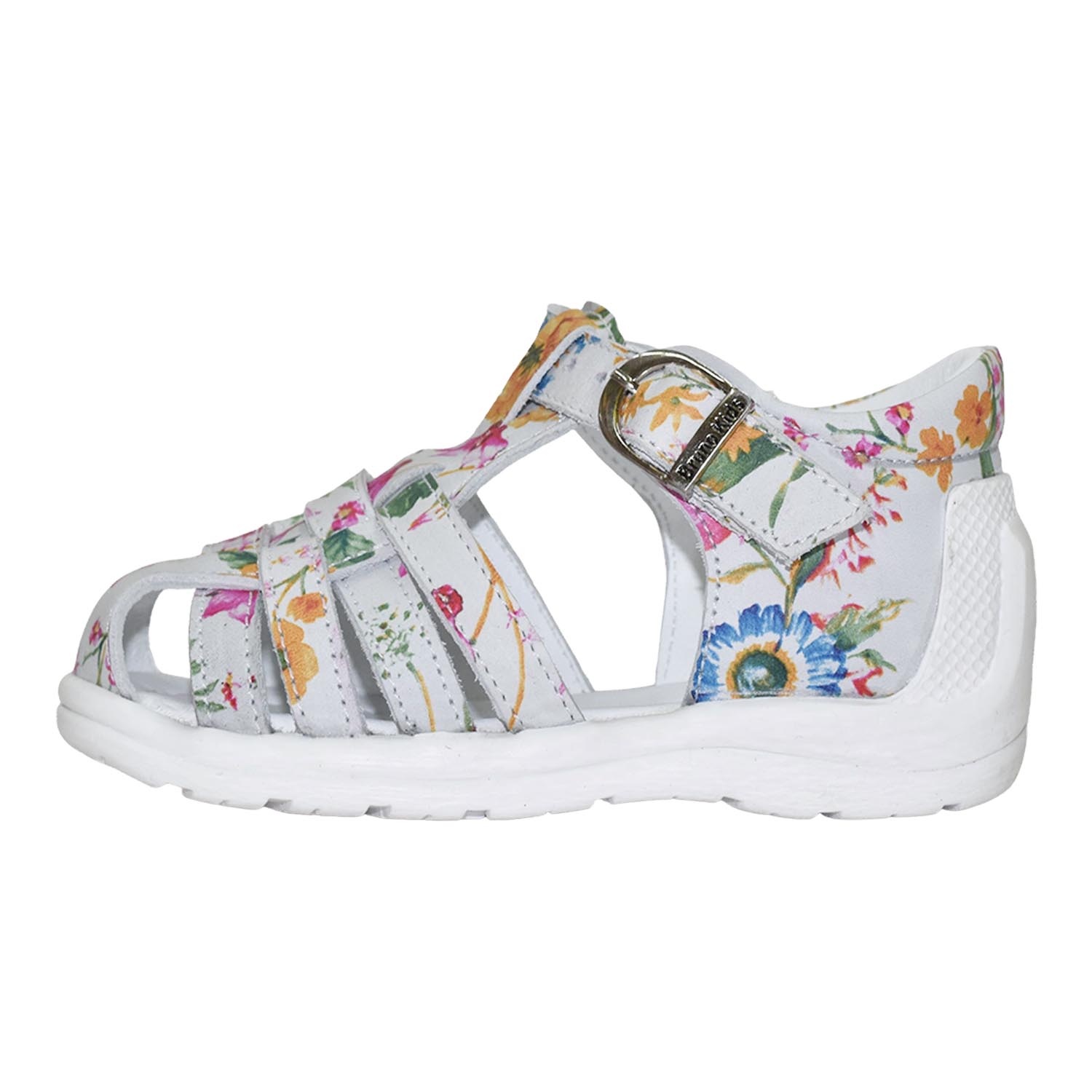 SANDALIA PIBE PARA NIÑA BRUNO KIDS DE CUERO FOLIA FLOR BLANCO PRIMEROS PASOS - 2