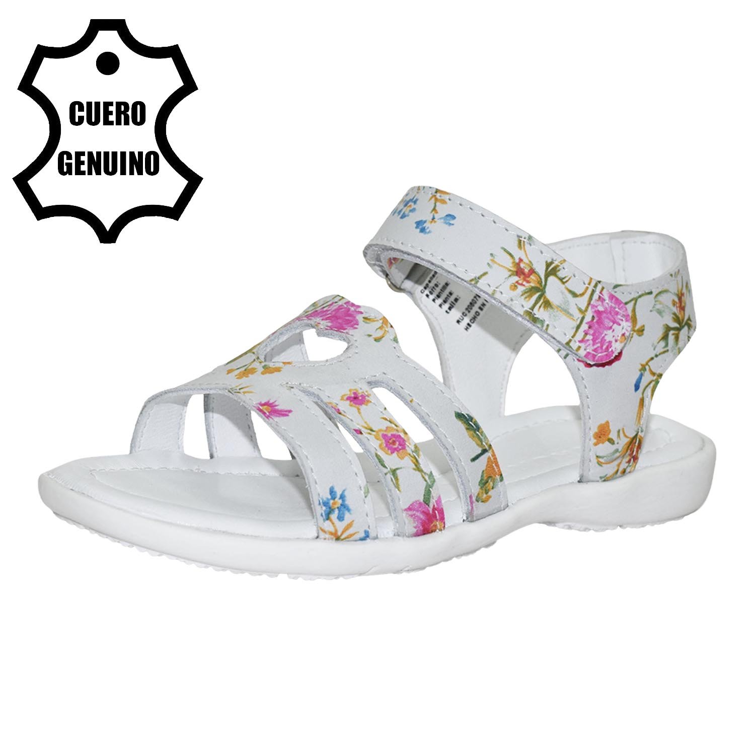SANDALIA CAMINANTE PARA NIÑA BRUNO KIDS DE CUERO FOLIA FLOR BLANCO CAMINANTE - 1