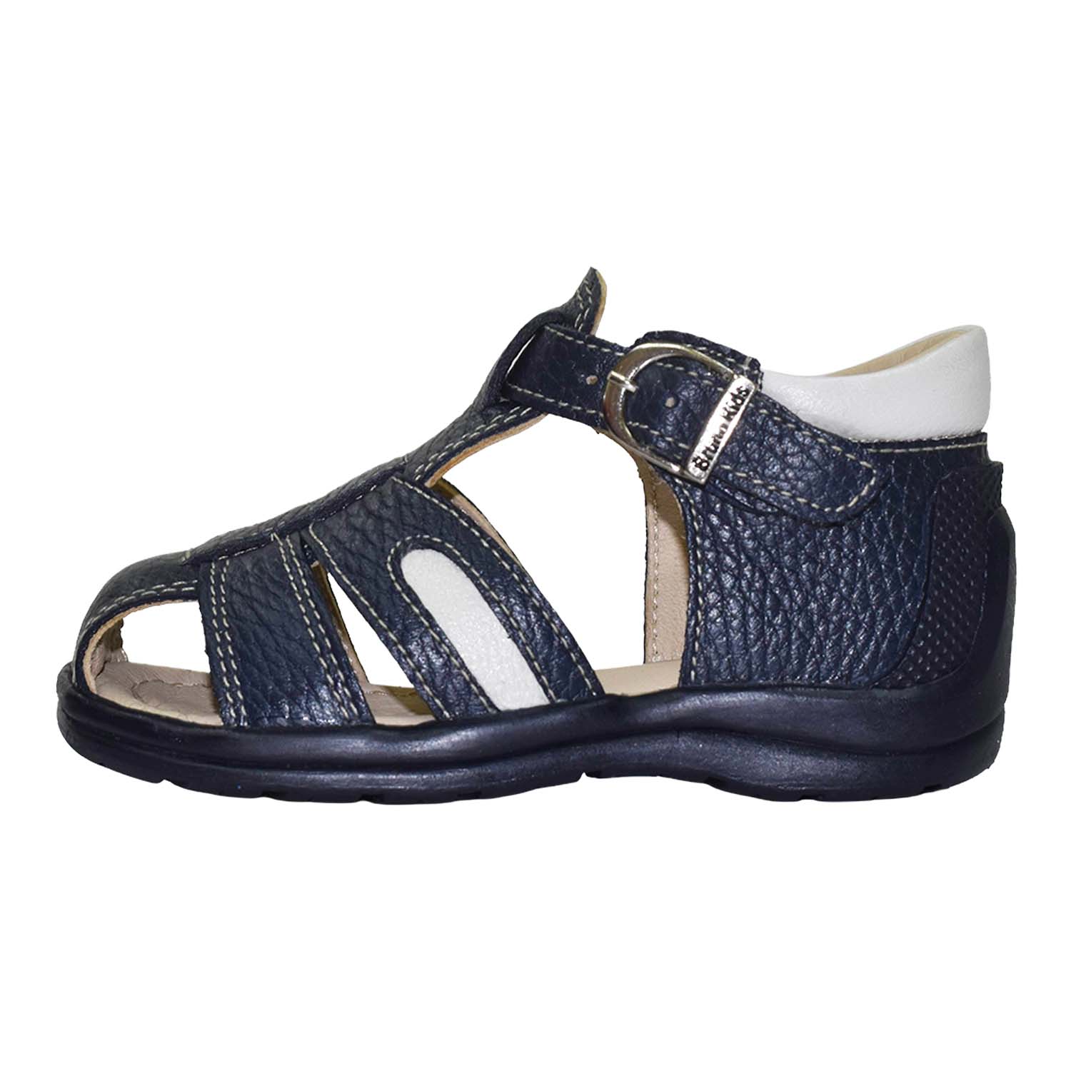 SANDALIA PIBE PARA NIÑO BRUNO KIDS DE CUERO AZUL PRIMEROS PASOS - 2