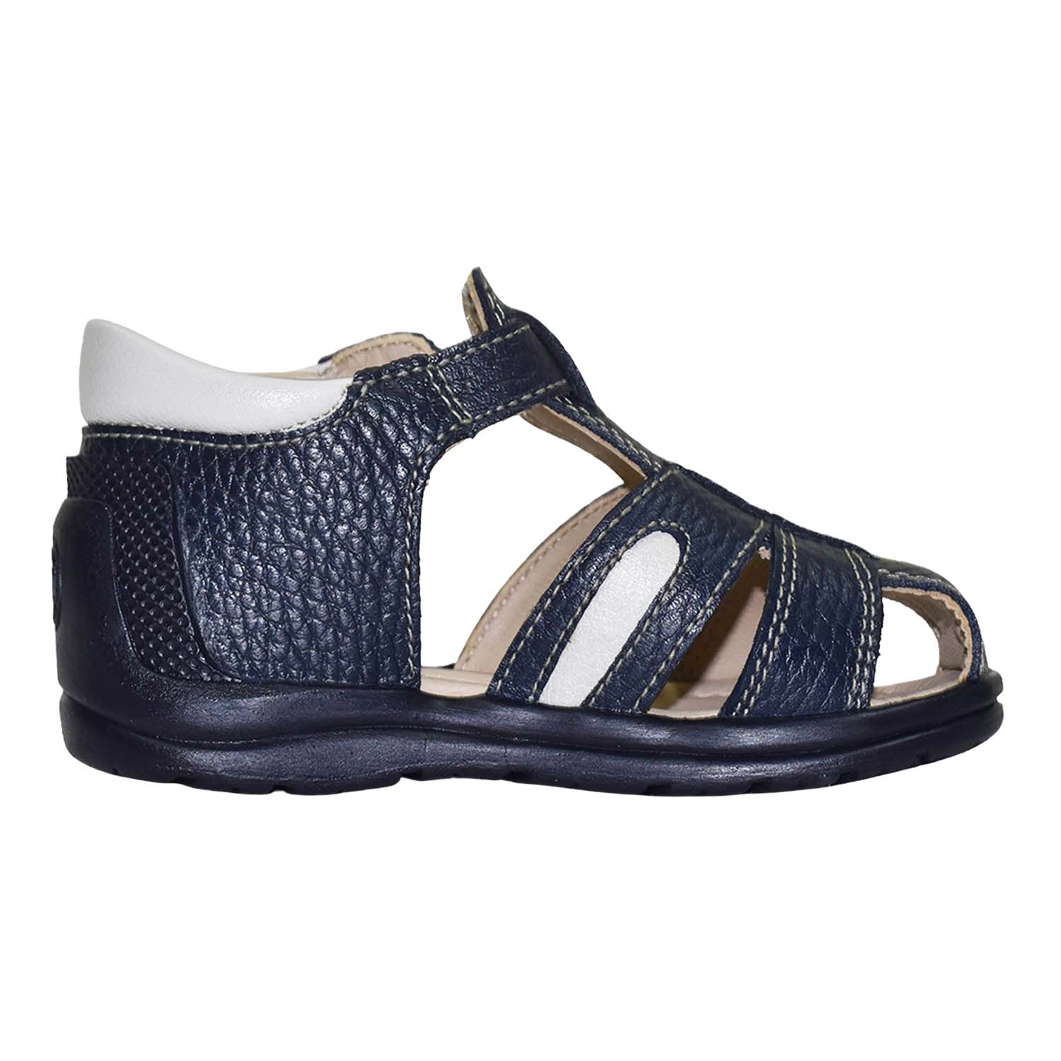 SANDALIA PIBE PARA NIÑO BRUNO KIDS DE CUERO AZUL PRIMEROS PASOS - 3