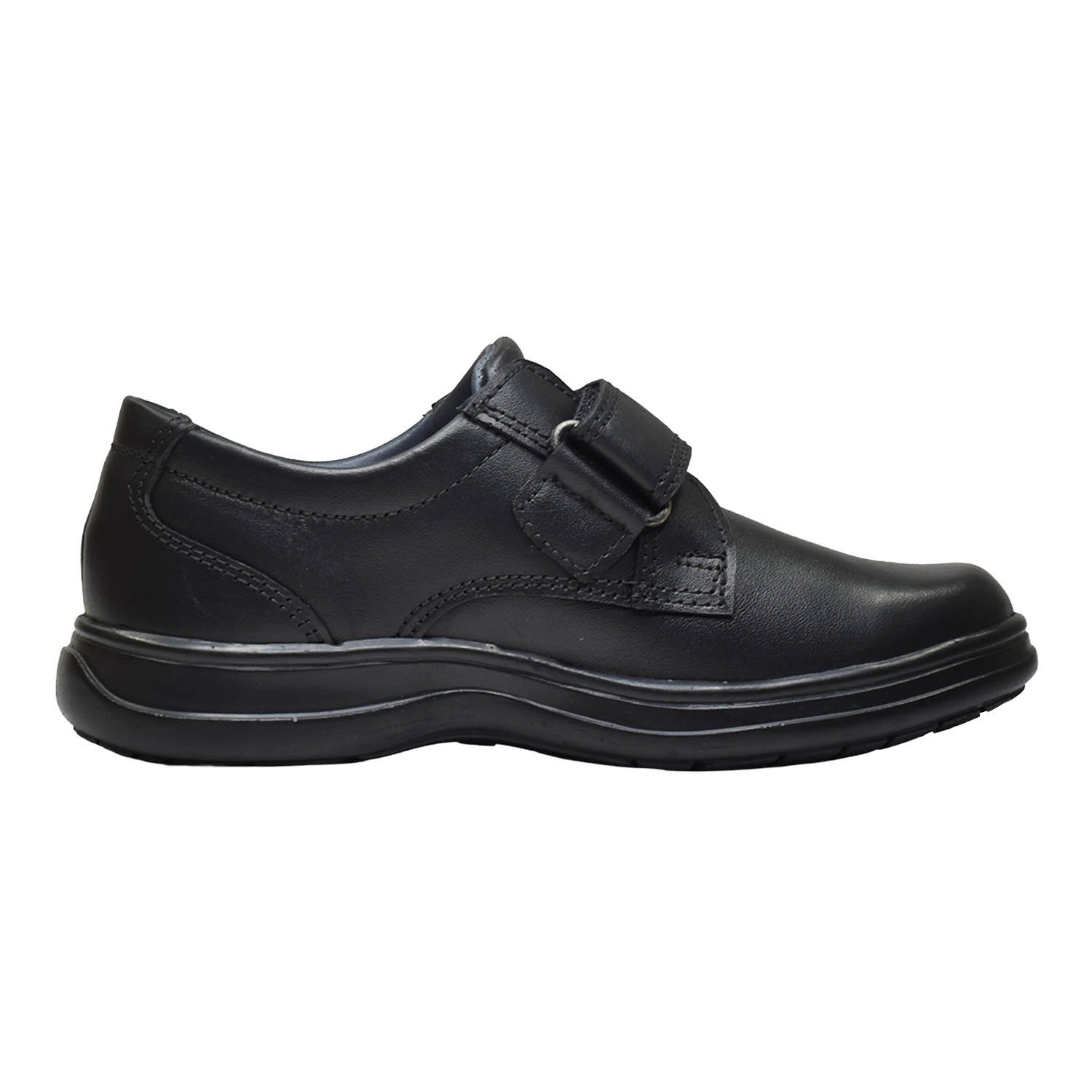 ZAPATO ESCOLAR PARA NIÑO BRUNO SEBASTIAN DE CUERO NEGRO CASUAL VELCRO - 3
