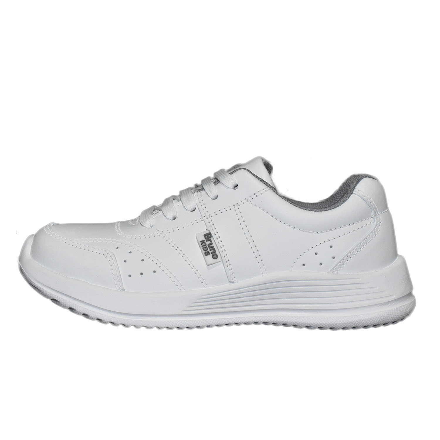 ZAPATILLA ESCOLAR UNISEX BRUNO KIDS DE CUERO BLANCO PASADOR - 2