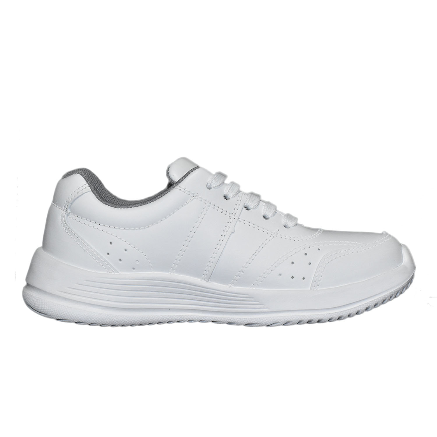 ZAPATILLA ESCOLAR UNISEX BRUNO KIDS DE CUERO BLANCO PASADOR - 3