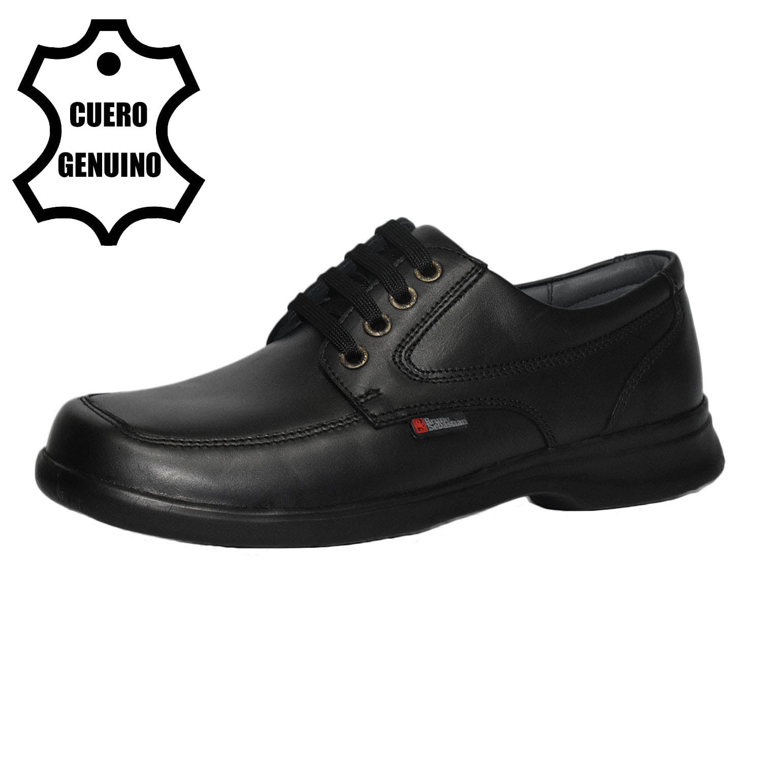 ZAPATO ESCOLAR PARA JOVEN BRUNO SEBASTIAN DE CUERO NEGRO CASUAL PASADOR - 1