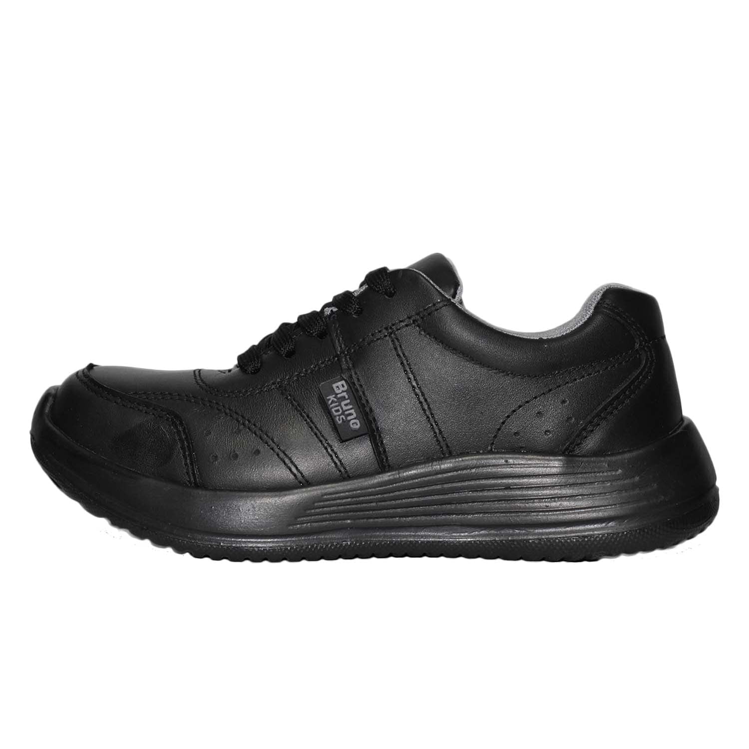 ZAPATILLA ESCOLAR UNISEX BRUNO KIDS DE CUERO NEGRO PASADOR - 2
