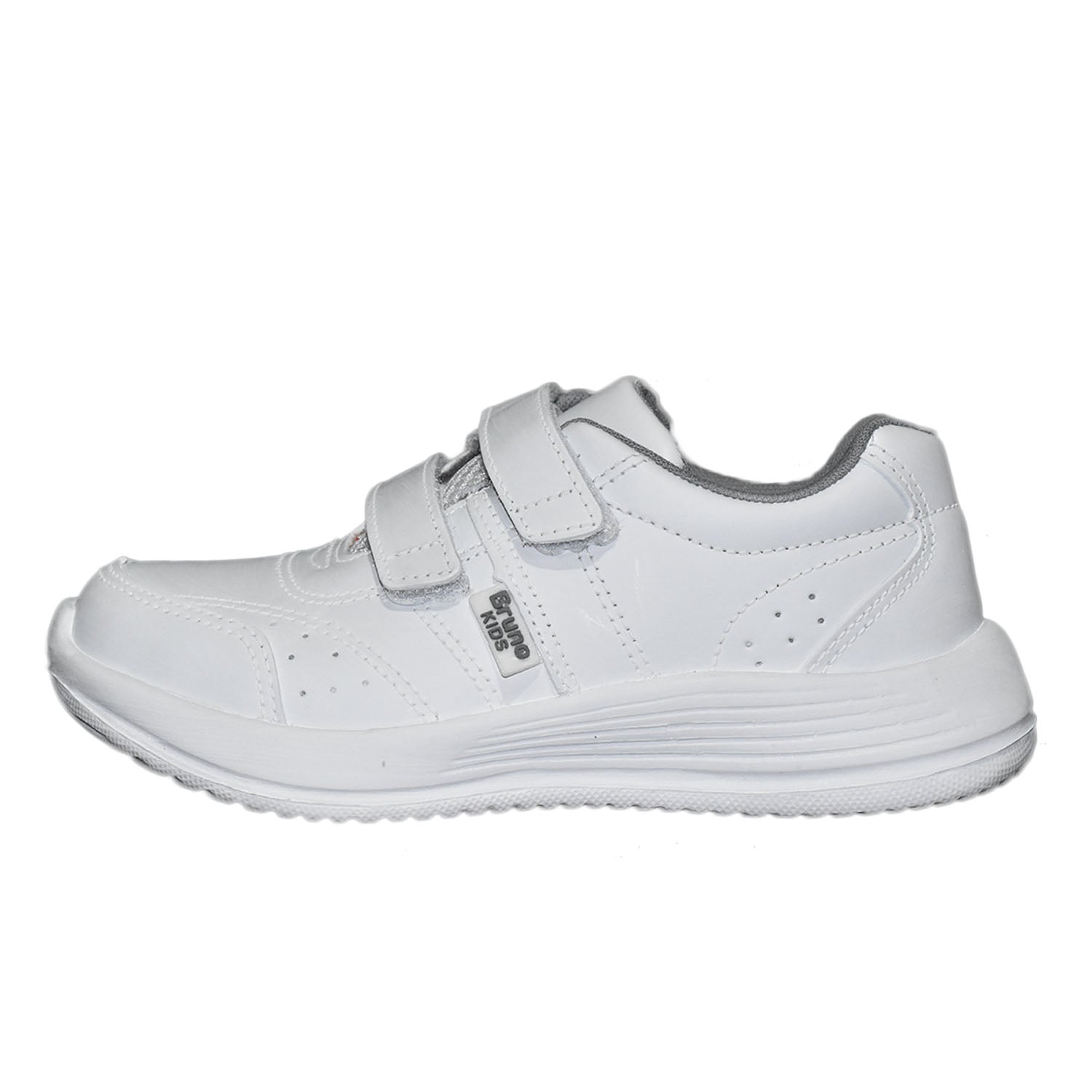 ZAPATILLA ESCOLAR UNISEX BRUNO KIDS DE CUERO BLANCO VELCRO - 2