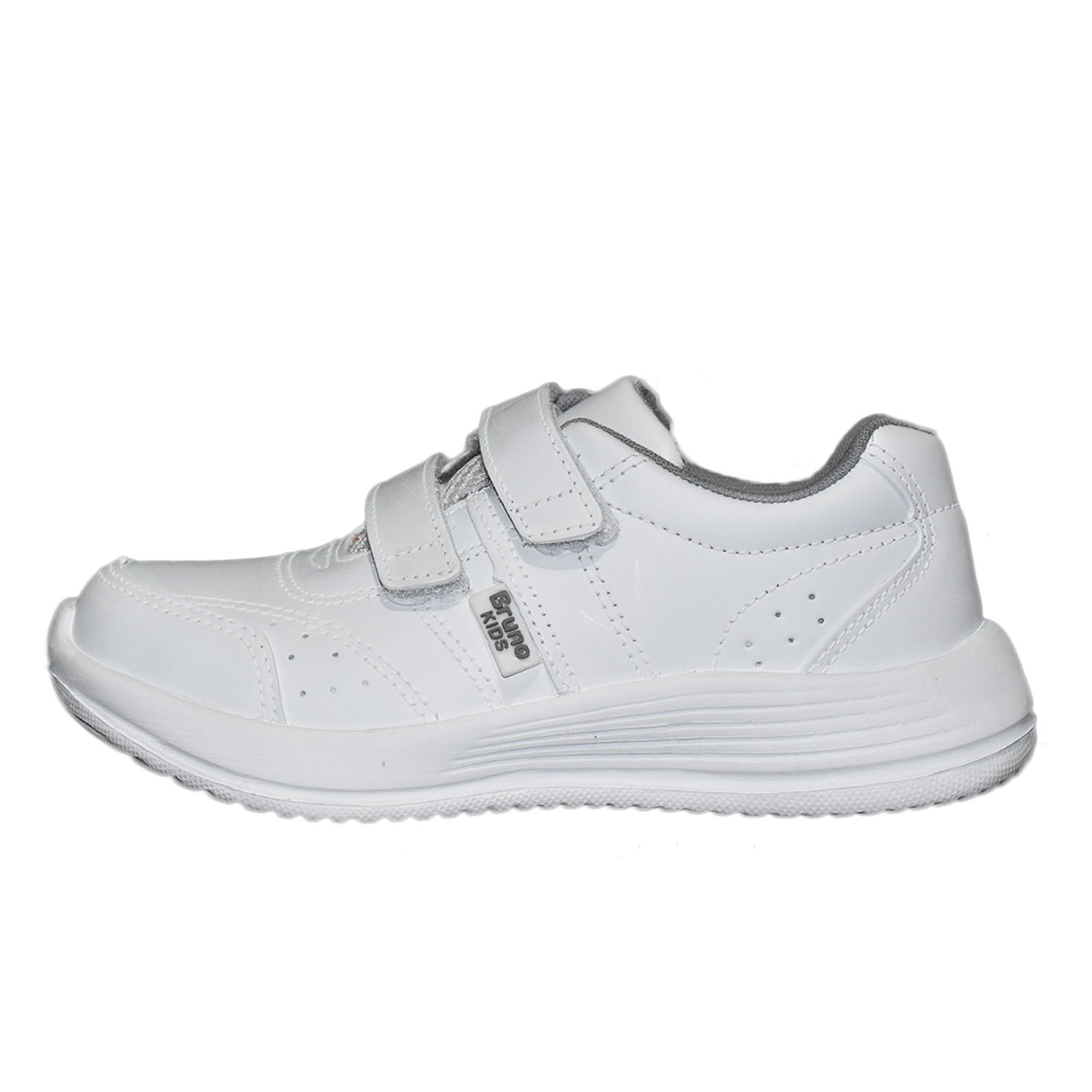 ZAPATILLA ESCOLAR UNISEX BRUNO KIDS DE CUERO BLANCO VELCRO - 2
