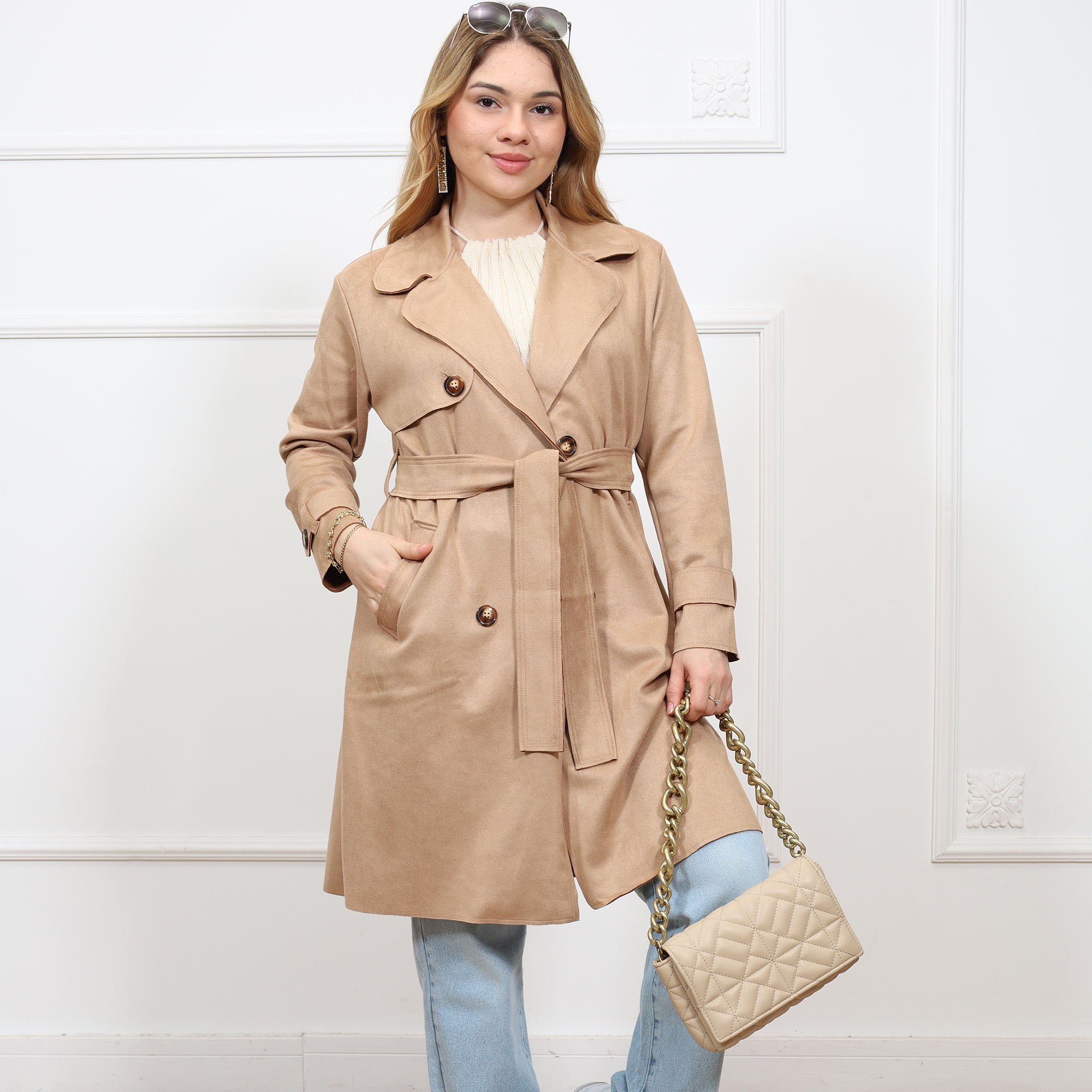 ABRIGO LARGO TIPO GABARDINA PARA MUJER - 4