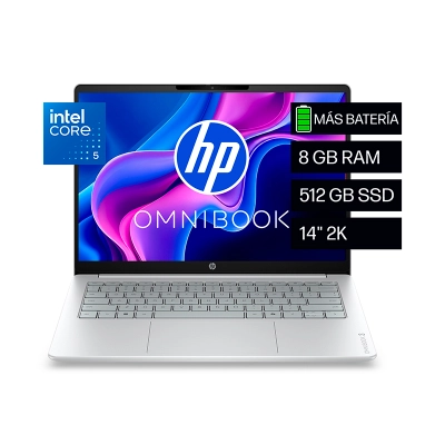 NB HP OMNIBOOK 3 14-HU0051LA, 14 2K IPS, CORE 5 120U HASTA 5GHZ/8GB DDR5/512GB SSD M.2 - 1