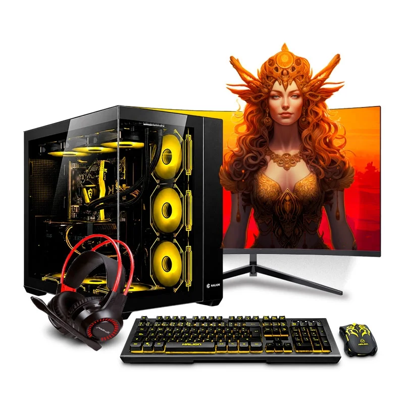 COMPUTADORA PC GAMER K-PLUS ORANGE CORE I7 14700F 32GB 500GB 24' CURVO RTX5060TI 16GB MI PC LISTA - MIPCLISTA - 1