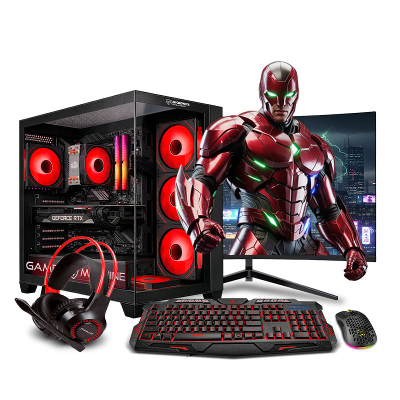 COMPUTADORA PC Gamer Draco Red Core i7 9TH 16GB 500GB 24' CURVO RTX5060 8GB MI PC LISTA - MIPCLISTA - 1
