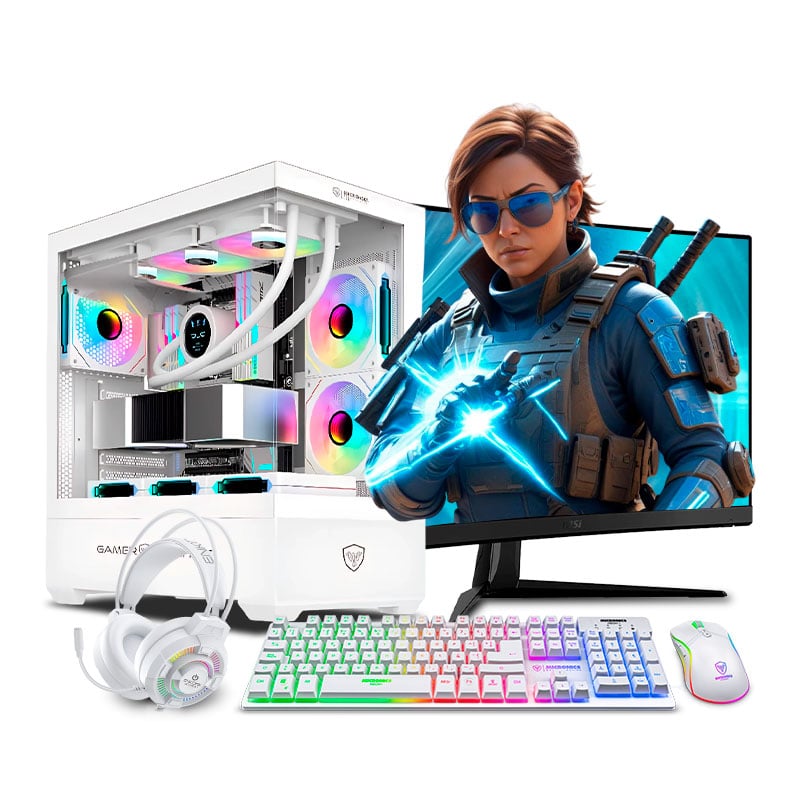 COMPUTADORA PC GAMER HERO WHITE CORE I9 14900KF 32GB DDR5 1TB 8TBHDD RTX5070 12GB 27' MI PC LISTA -MIPCLISTA. - 1