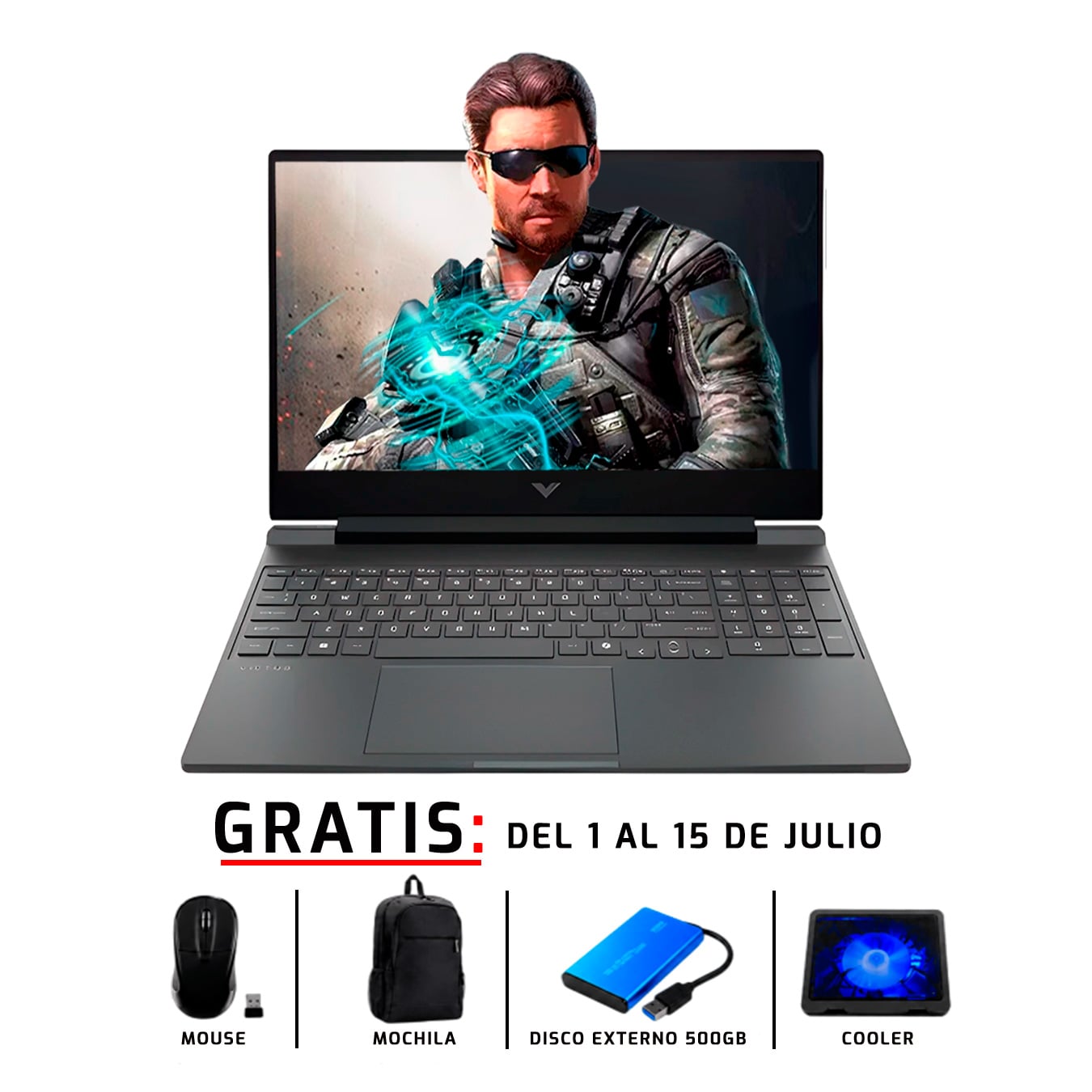 LAPTOP HP VICTUS 15 FB3018LA 15.6” AMD RYZEN 7 7445HS 500GB 16GB DDR5 RTX3050 6GB - 1