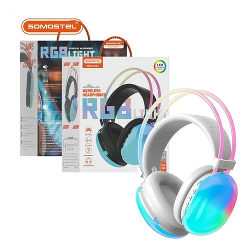 AURICULARES GAMER SOMOSTEL CK34 RGB INALÁMBRICOS OVER-EAR - 3