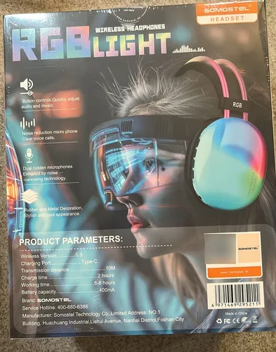 AURICULARES GAMER SOMOSTEL CK34 RGB INALÁMBRICOS OVER-EAR - 4