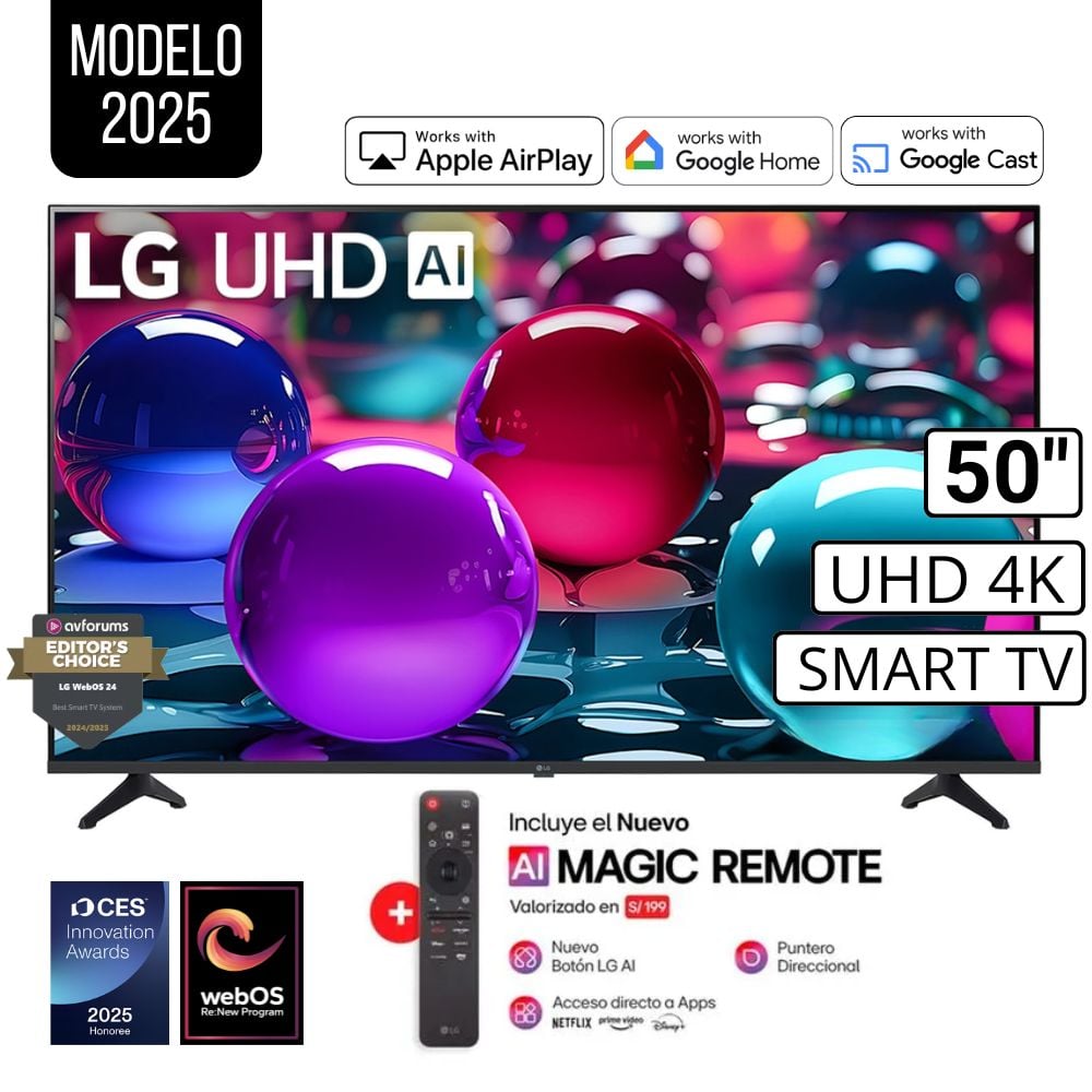 TELEVISOR LG 50 PULG ULTRA HD 4K AI THINQ 50UA7300PSB MODELO 2025 + CONTROL MAGIC - 1