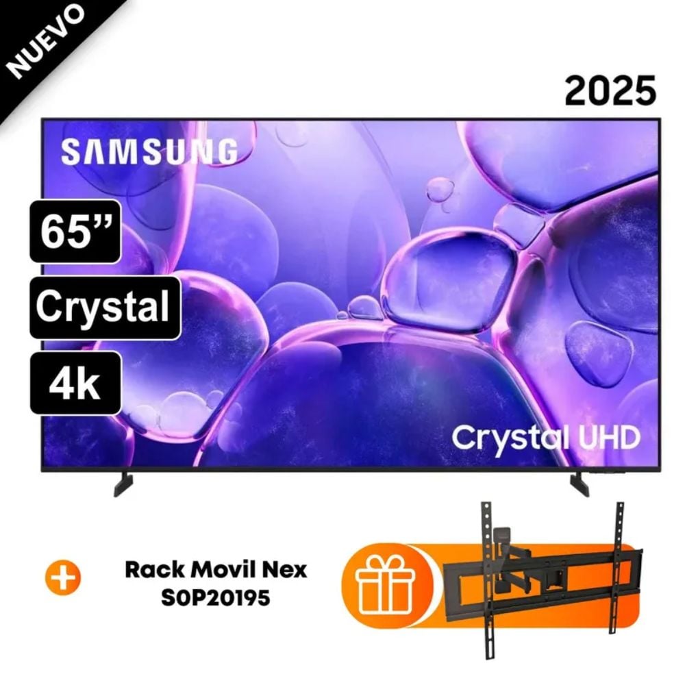 TELEVISOR SAMSUNG SMART TV 65CRYSTAL UHD 4K UN65U8000FGXPE NUEVO 2025 + RACK - 1