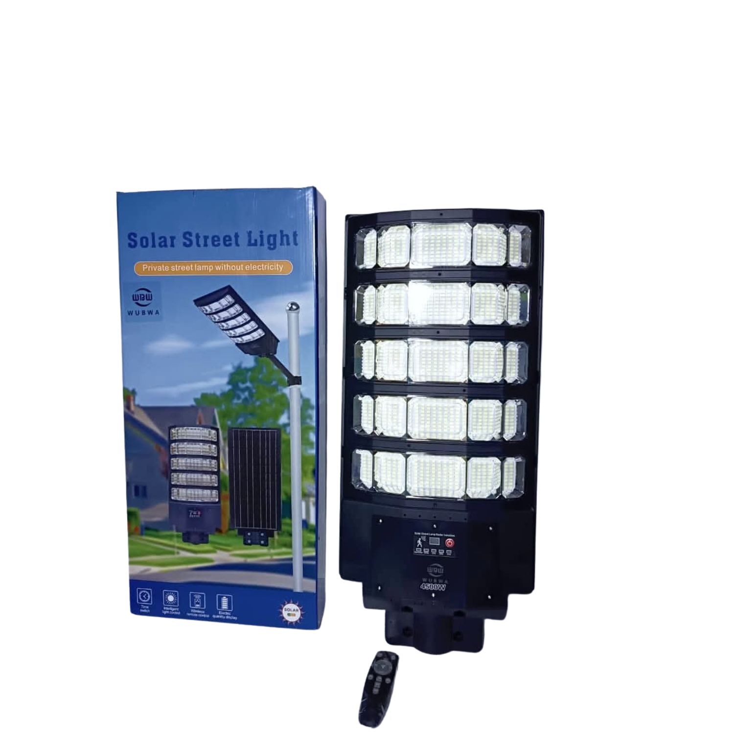 LÁMPARA SOLAR DE CALLE LED CON SENSOR Y CONTROL 4500W 13 HRS - 1