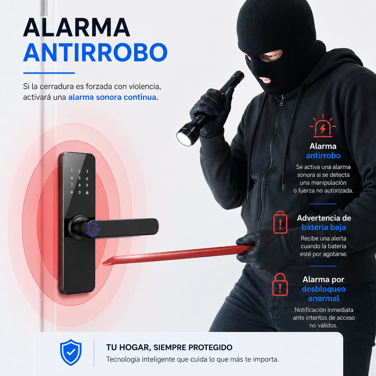 CERRADURA INTELIGENTE DIGITAL 6 MODOS G10 CON ASESORÍA DE INSTALACIÓN - 7