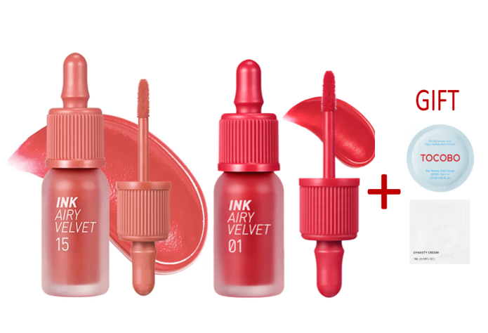 PERIPERA INK AIRY VELVET SET RED CORAL 01 Y 15 - 1