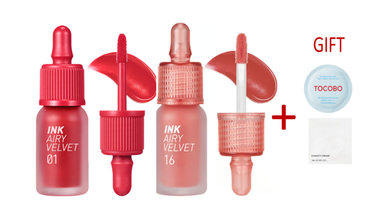 PERIPERA INK AIRY VELVET SET RED PINK 01 Y 16 - 1