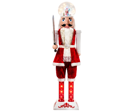 CASCANUECES NAVIDEÑO DE 115 CM CON ESFERA NEVADA, LUCES Y MÚSICA - 1