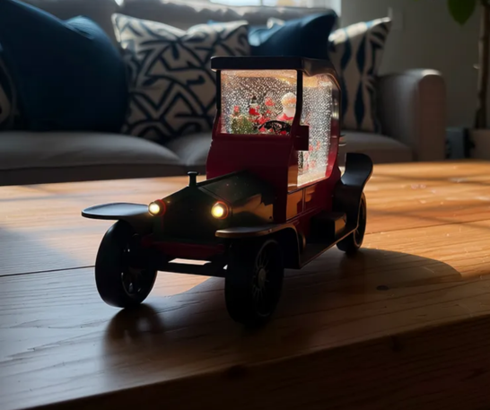 COCHE NAVIDEÑO MÁGICO CON EFECTO NEVADO, LUCES Y MÚSICA - 4