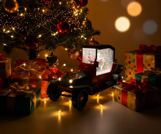COCHE NAVIDEÑO MÁGICO CON EFECTO NEVADO, LUCES Y MÚSICA - 7