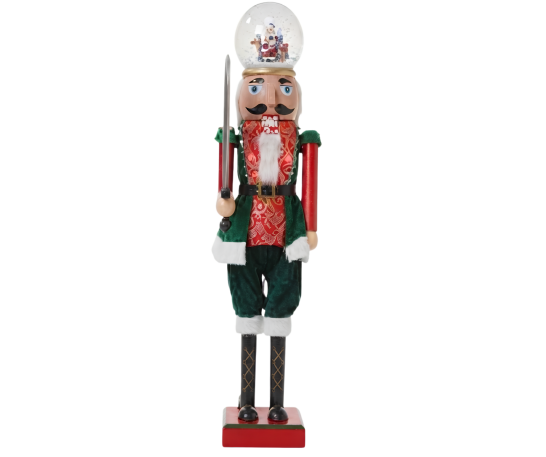 CASCANUECES NAVIDEÑO DE 85 CM CON ESFERA NEVADA, LUCES Y MÚSICA - 1