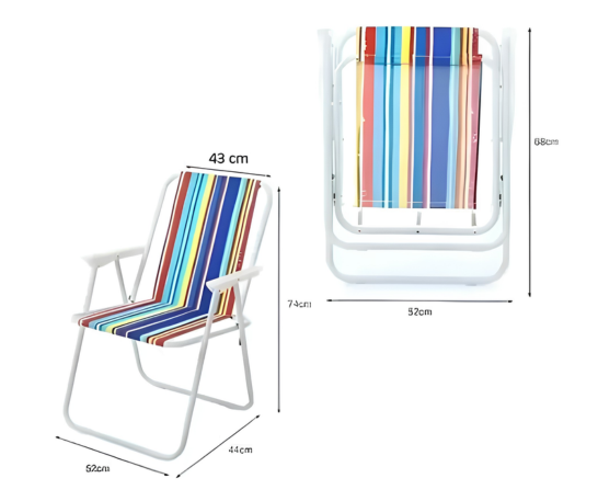 SILLA DE PLAYA CAMPING PLEGABLE MULTICOLOR - 3