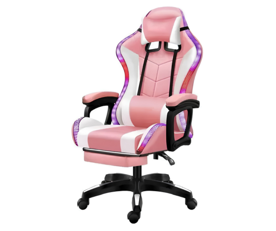 SILLA GAMER CON LUZ RGB, REPOSAPIÉS Y MASAJEADOR LUMBAR RECLINABLE - 3