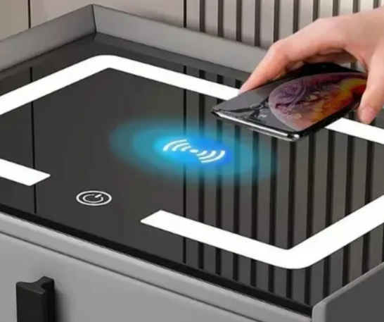MESA DE NOCHE 2 CAJONES SMART CON USB, CARGA INALÁMBRICA Y PARLANTE - 4