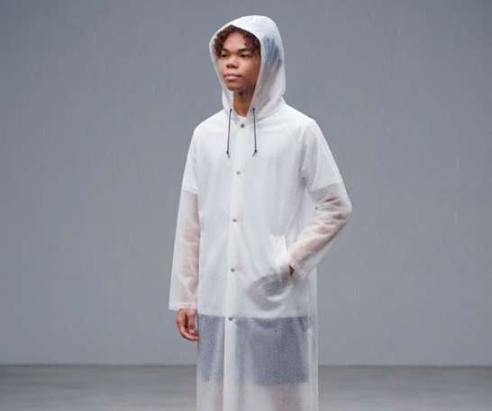PONCHO PARA LLUVIA CON CAPUCHA BLANCA - 1
