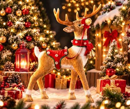 RENO NAVIDEÑO ANIMADO CON LUCES Y MÚSICA DE 80 CM - 1