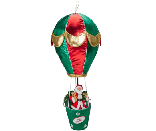 ADORNO NAVIDEÑO DE PAPÁ NOEL EN GLOBO AEROSTÁTICO DE 110 CM - 1