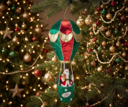 ADORNO NAVIDEÑO DE PAPÁ NOEL EN GLOBO AEROSTÁTICO DE 110 CM - 2