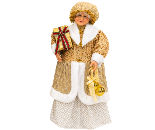 SET NAVIDEÑO DE PAPÁ NOEL Y MAMÁ NOEL DORADOS DE 1 METRO - 4