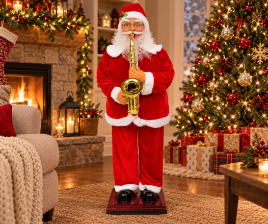 PAPÁ NOEL MUSICAL CON SAXOFÓN Y MOVIMIENTO DE 180 CM - 1