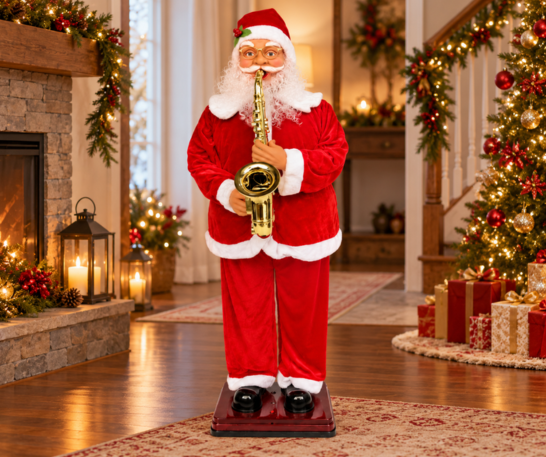 PAPÁ NOEL MUSICAL CON SAXOFÓN Y MOVIMIENTO DE 180 CM - 4
