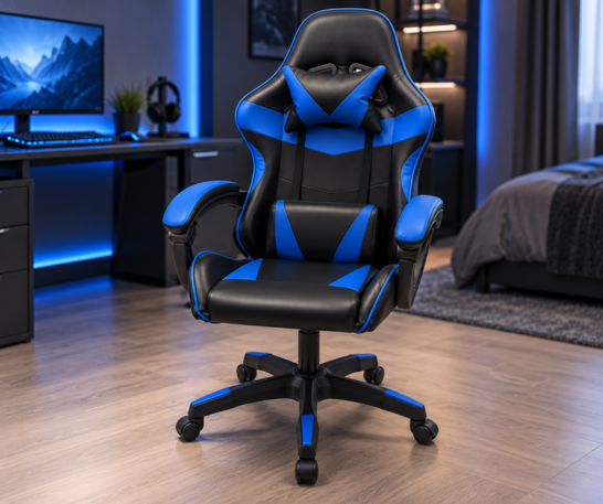 SILLA GAMER ERGONÓMICA RECLINABLE CON SOPORTE LUMBAR Y APOYACABEZAS - 5
