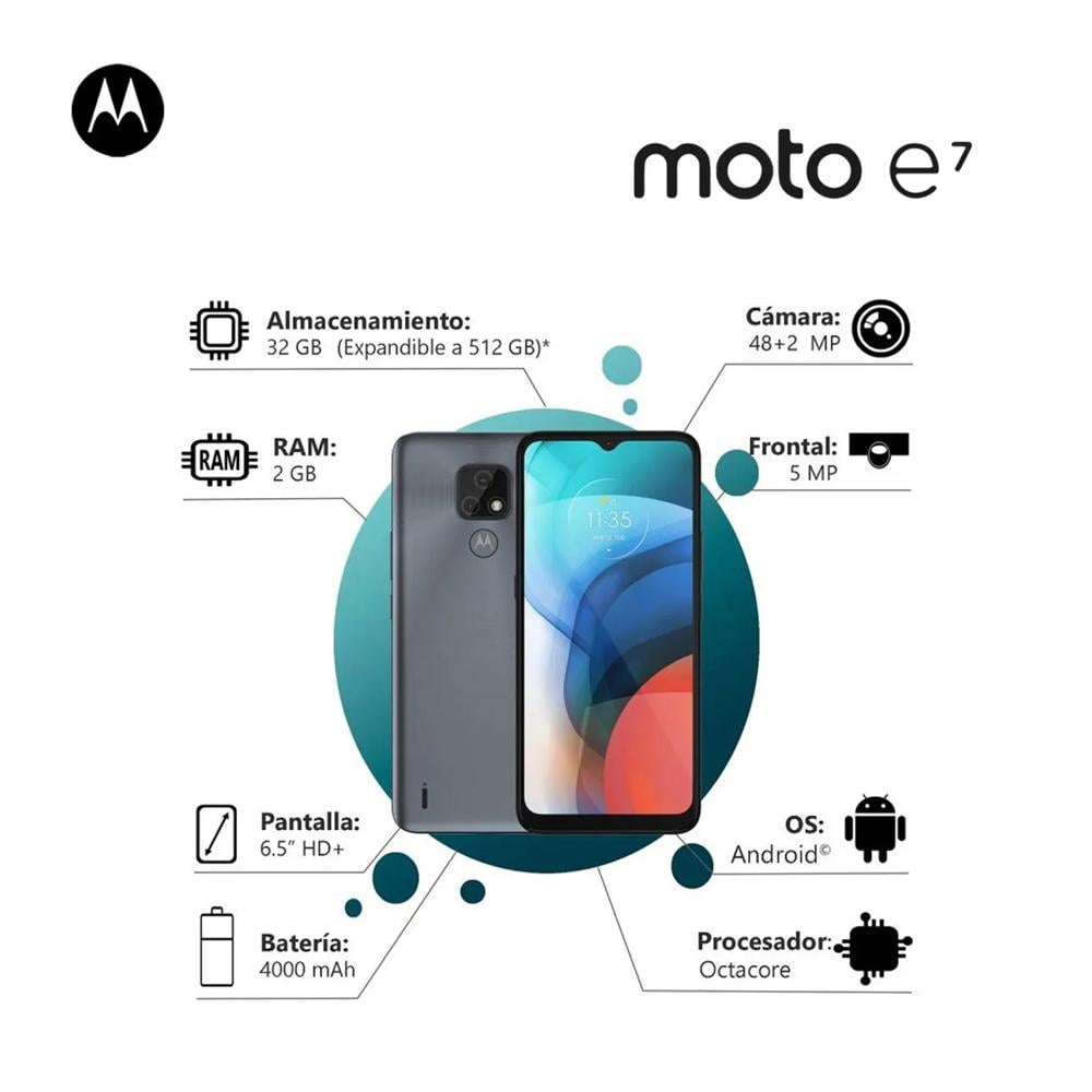 MOTOROLA E7 2GB RAM 32GB COLOR GRIS MINERAL - 1
