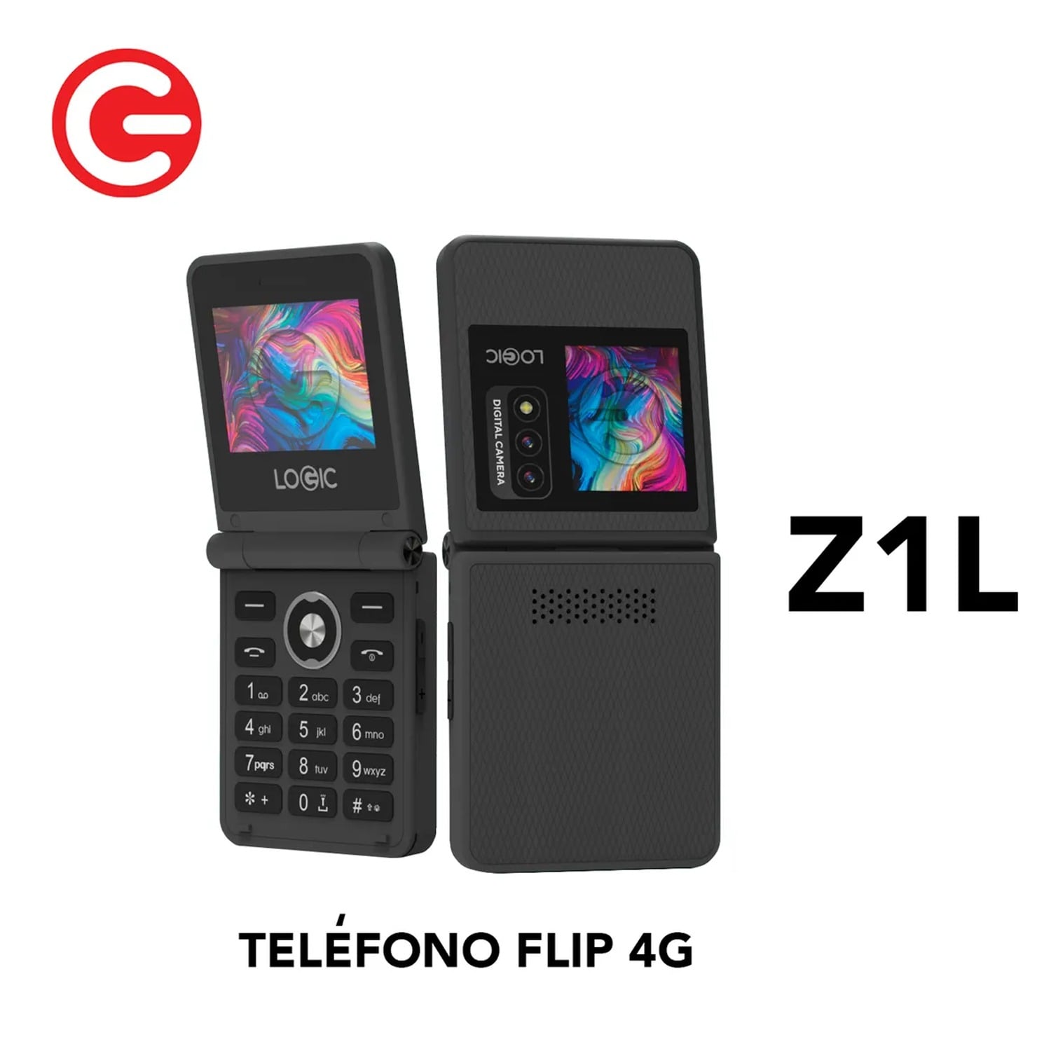 CELULAR LOGIC Z1L TELÉFONO FLIP 4G COLOR NEGRO - 1
