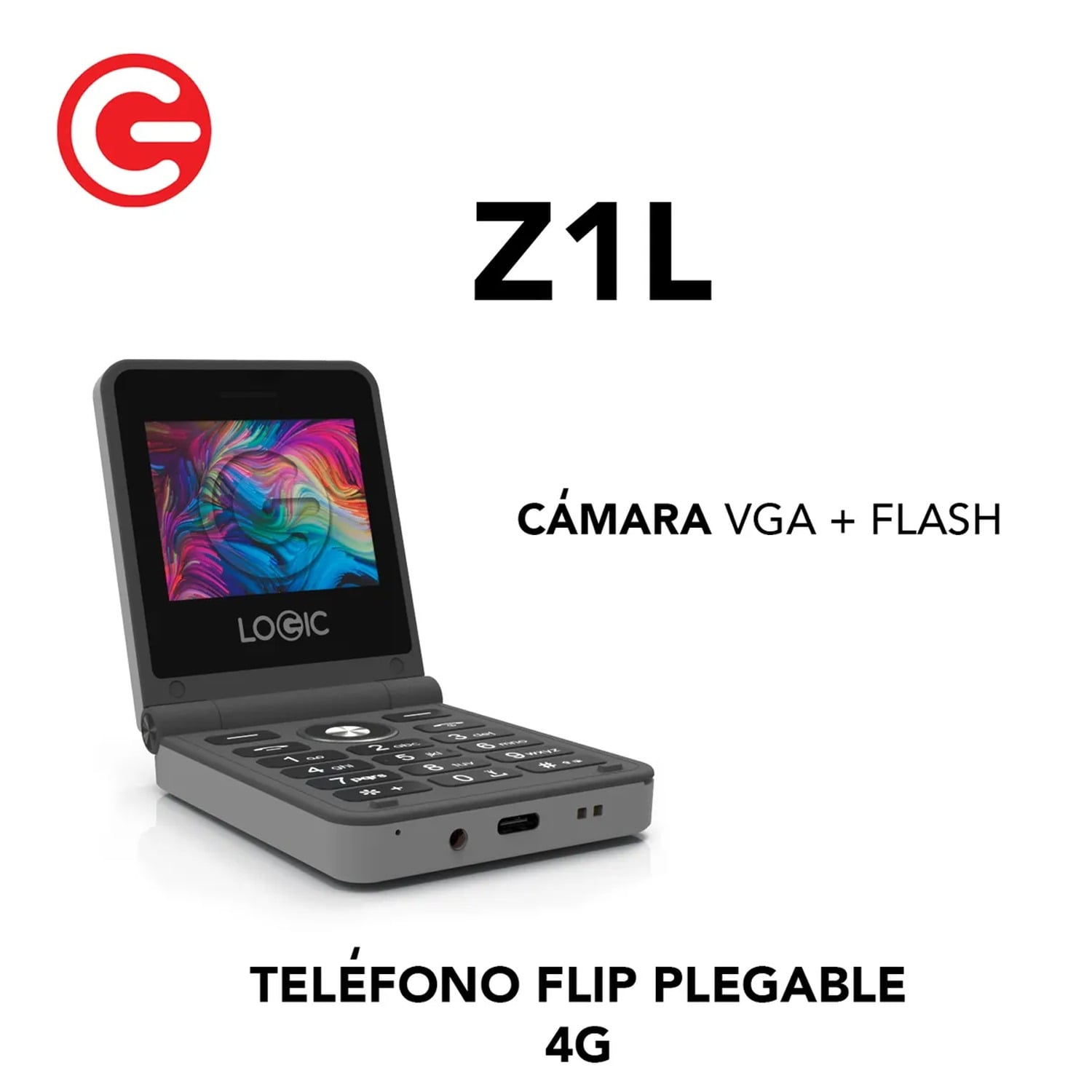 CELULAR LOGIC Z1L TELÉFONO FLIP 4G COLOR NEGRO - 2