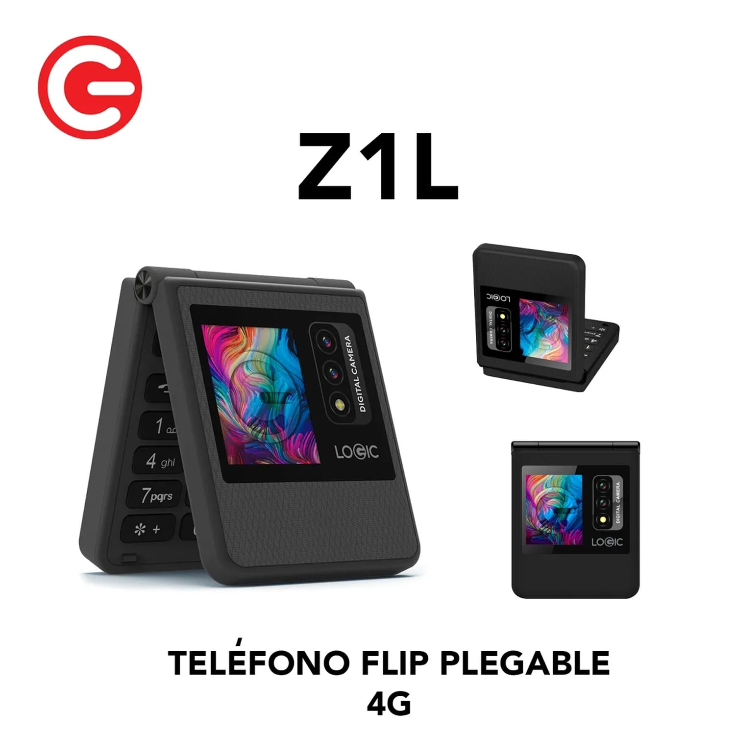 CELULAR LOGIC Z1L TELÉFONO FLIP 4G COLOR NEGRO - 3
