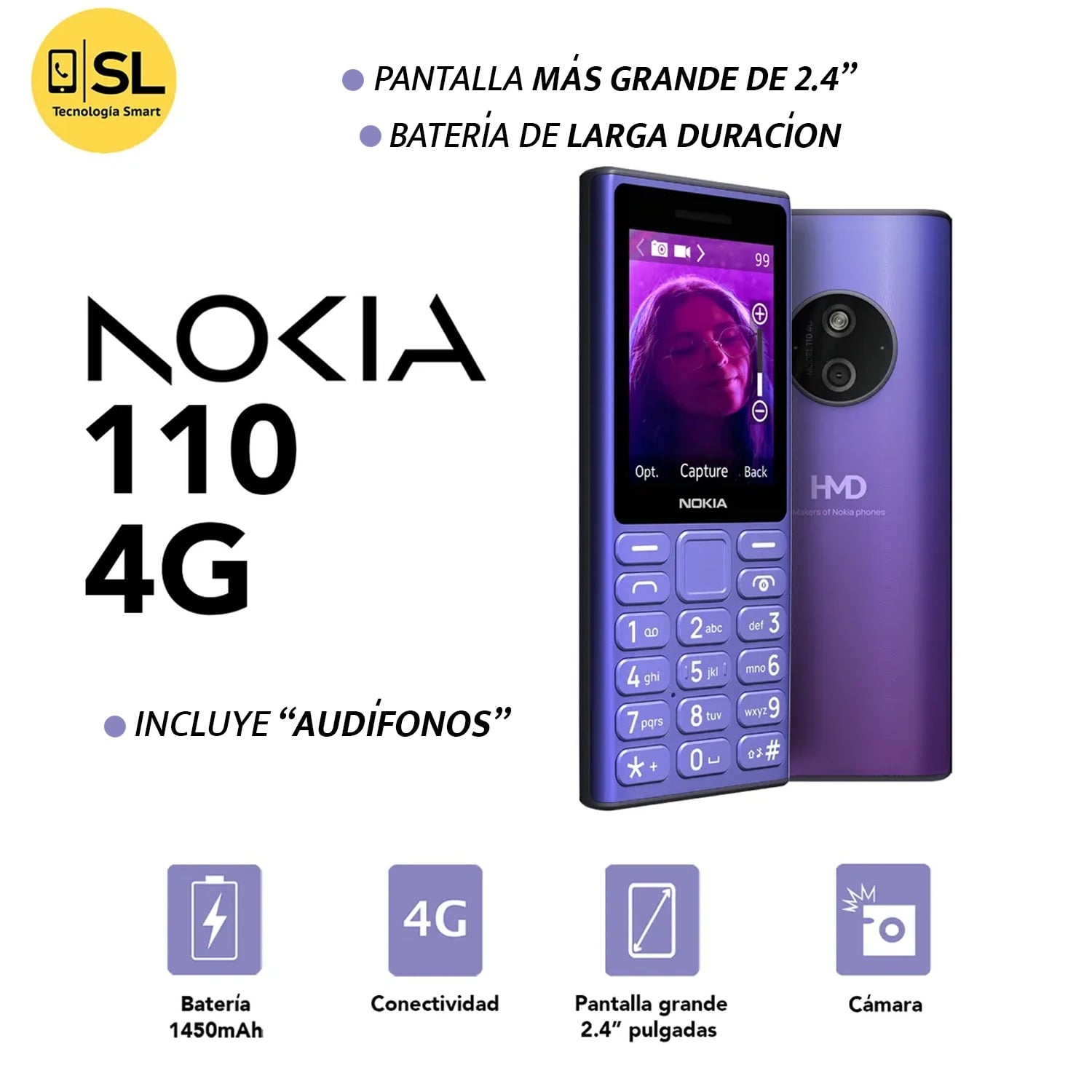 CELULAR BÁSICO NOKIA 110 4G COLOR AZUL - 1