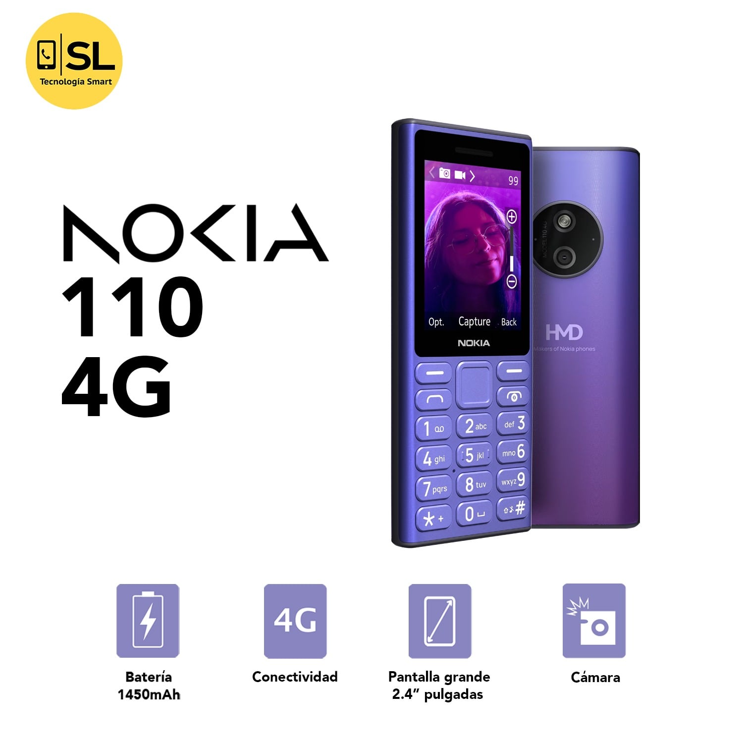 CELULAR BÁSICO NOKIA 110 4G COLOR AZUL - 3