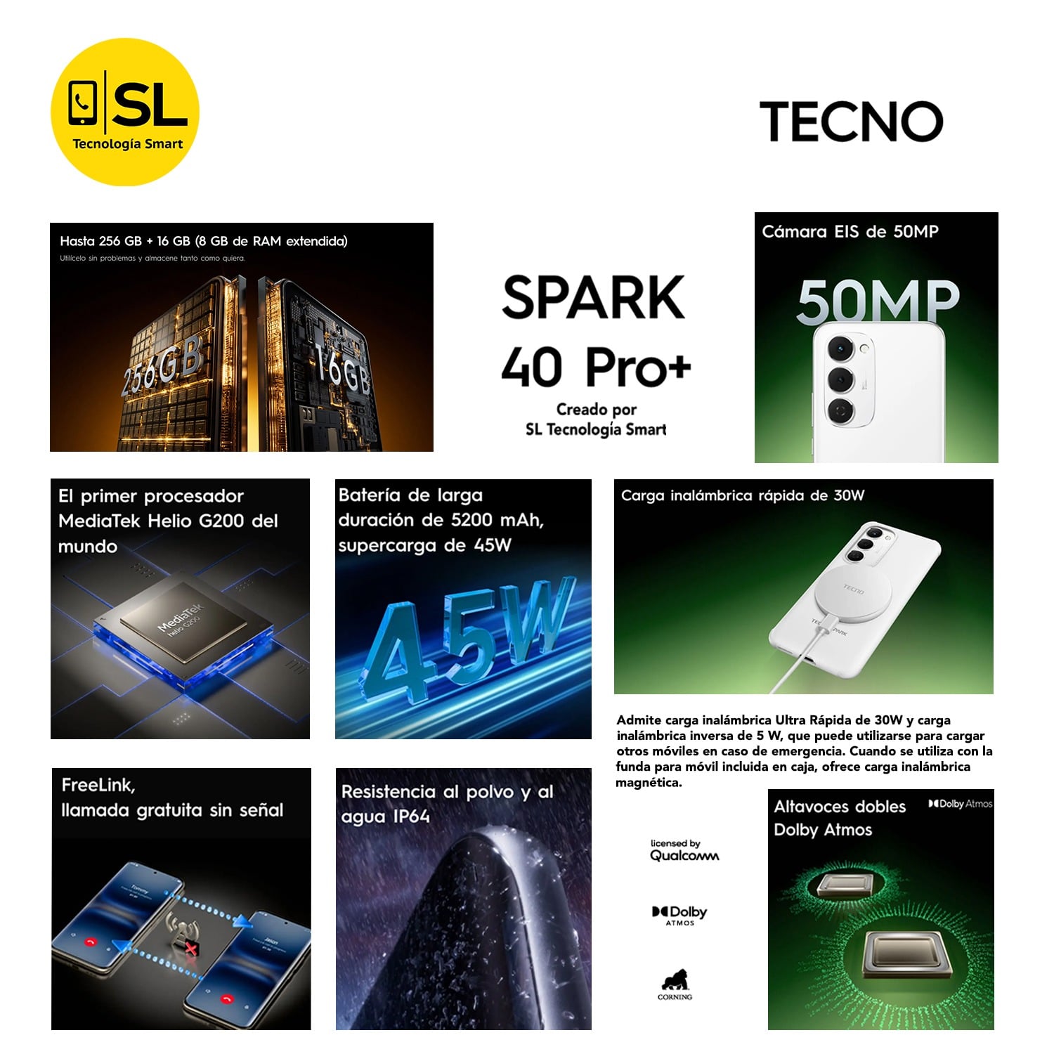 TECNO SPARK 40 PRO+ 8GB RAM 256GB COLOR TITANIO - 3