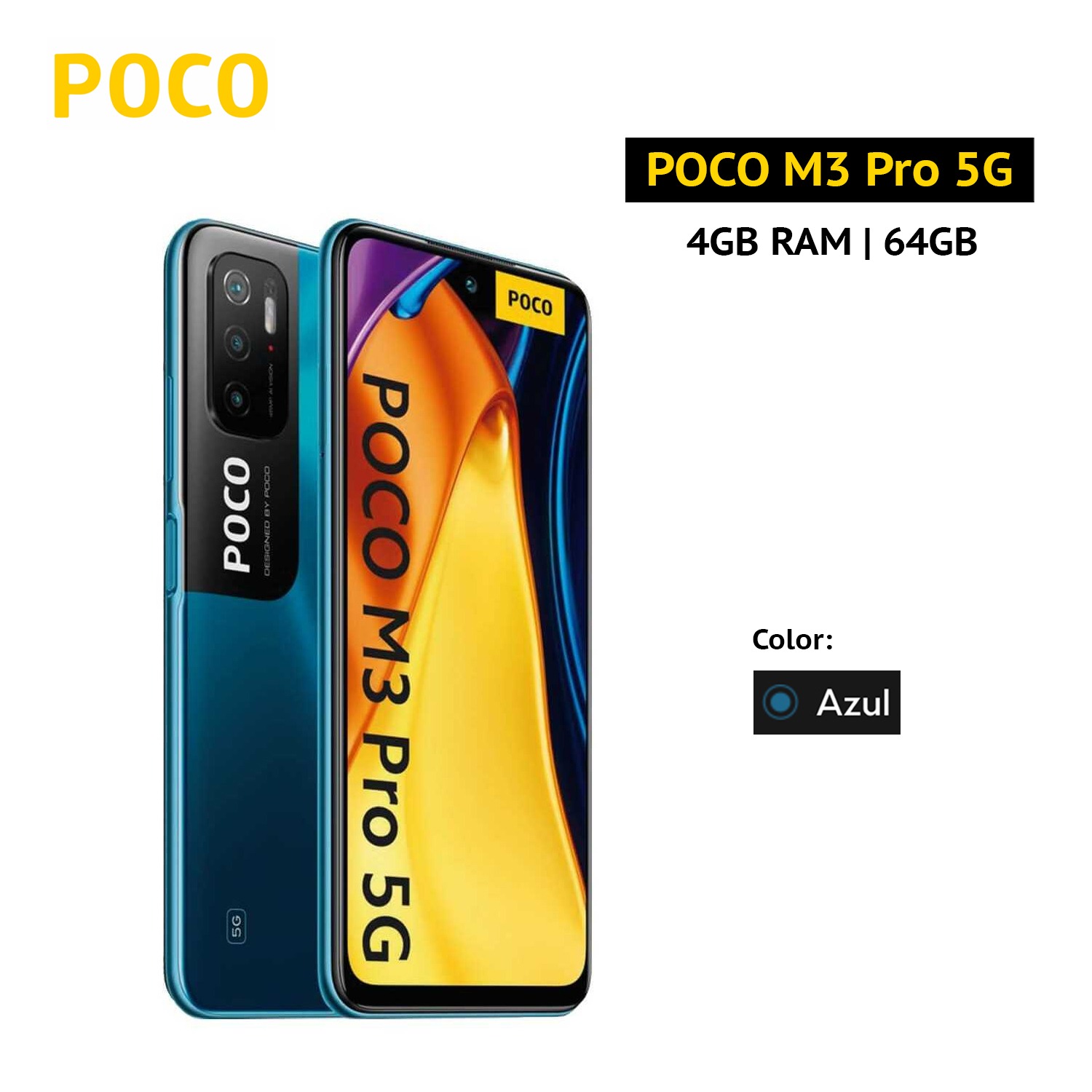 CELULAR POCO M3 PRO 5G 4GB RAM 64GB CÁMARA 48 MP COLOR AZUL - 1